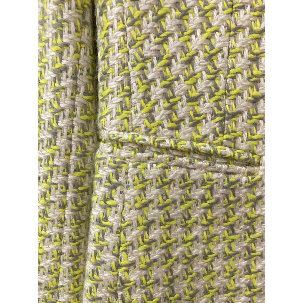 Theory Twee Woven Lime Green Collarless Houndstooth Preppy Tweed Blazer Jacket 6 - Picture 6 of 11